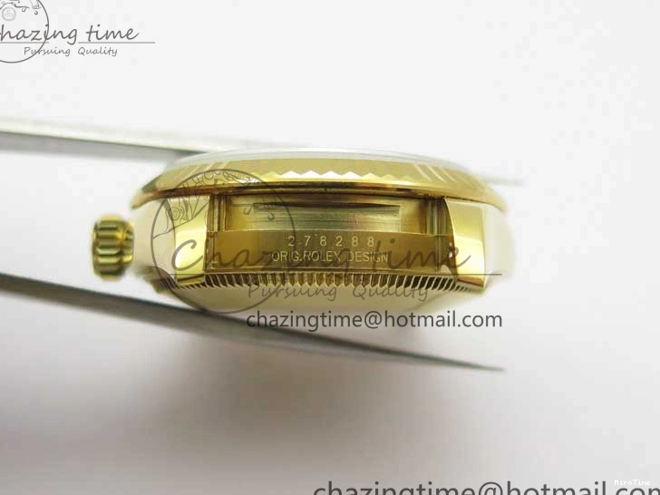 MiroTime 0305 Versatile Daydate 278288 31mm YG EWF Best Edition Green Malachite Dial Crystal Markers on YG President Bracelet ETA 2606